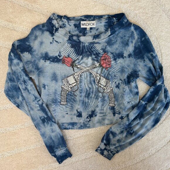 RARE Wildfox Showdown Guns and Roses tie dye sweatshirt - Picture 1 of 3